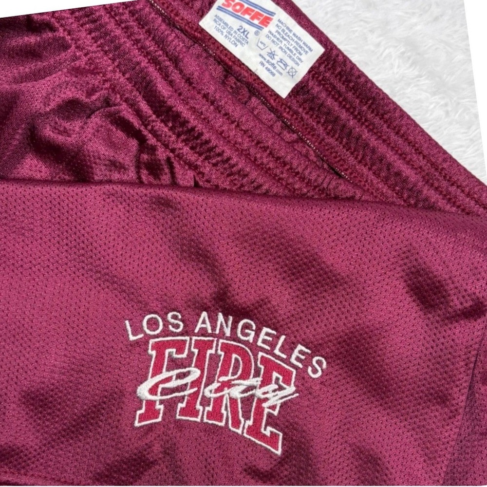 VTG 90s Soffe Athletic Shorts Mens 2XL (FIT M) Maroon Los Angeles City Fire Gym